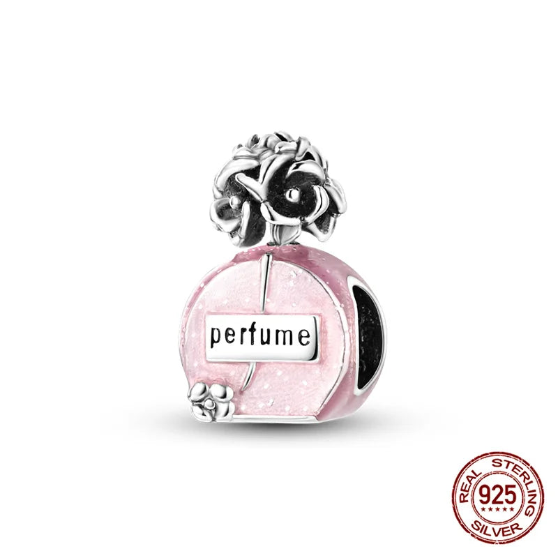 925 Sterling Silver Perfume Bottle Charm Bead – Fits Pandora Bracelet DIY Jewelry Gift for Women