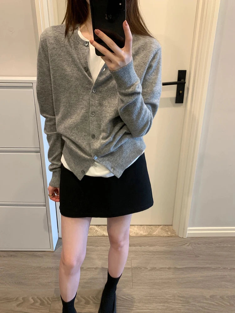 Elegant Knitted Open Cardigan for Women | Slim Fit V-Neck Korean Style Sweater 2025