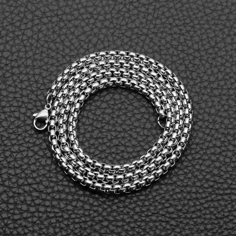 925 Sterling Silver 4MM Round Box Chain Necklace 18-24 Inch – Unisex Hip Hop Fashion Jewelry for Men & Women