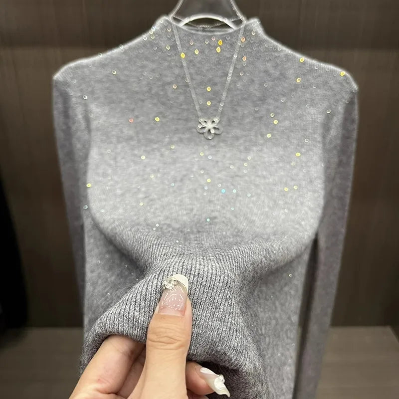 Women’s Winter Turtleneck Sweater – Sparkling Slim Fit Knitted Pullover Warm Jumper ❄️✨