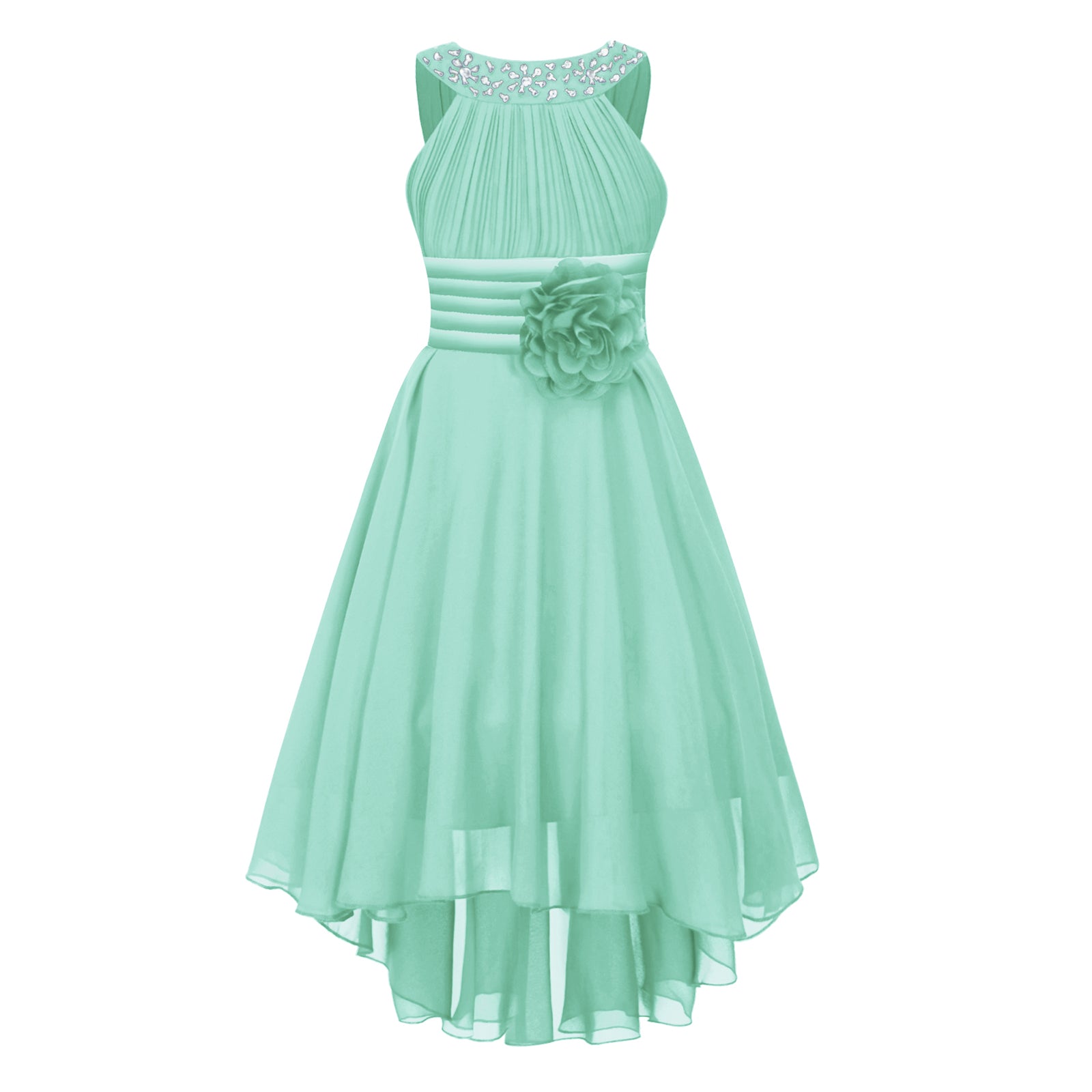 iEFiEL Summer Flower Girl Dress | High-Low Chiffon Princess Dress | Kids Wedding & Party Formal Occasion Gown