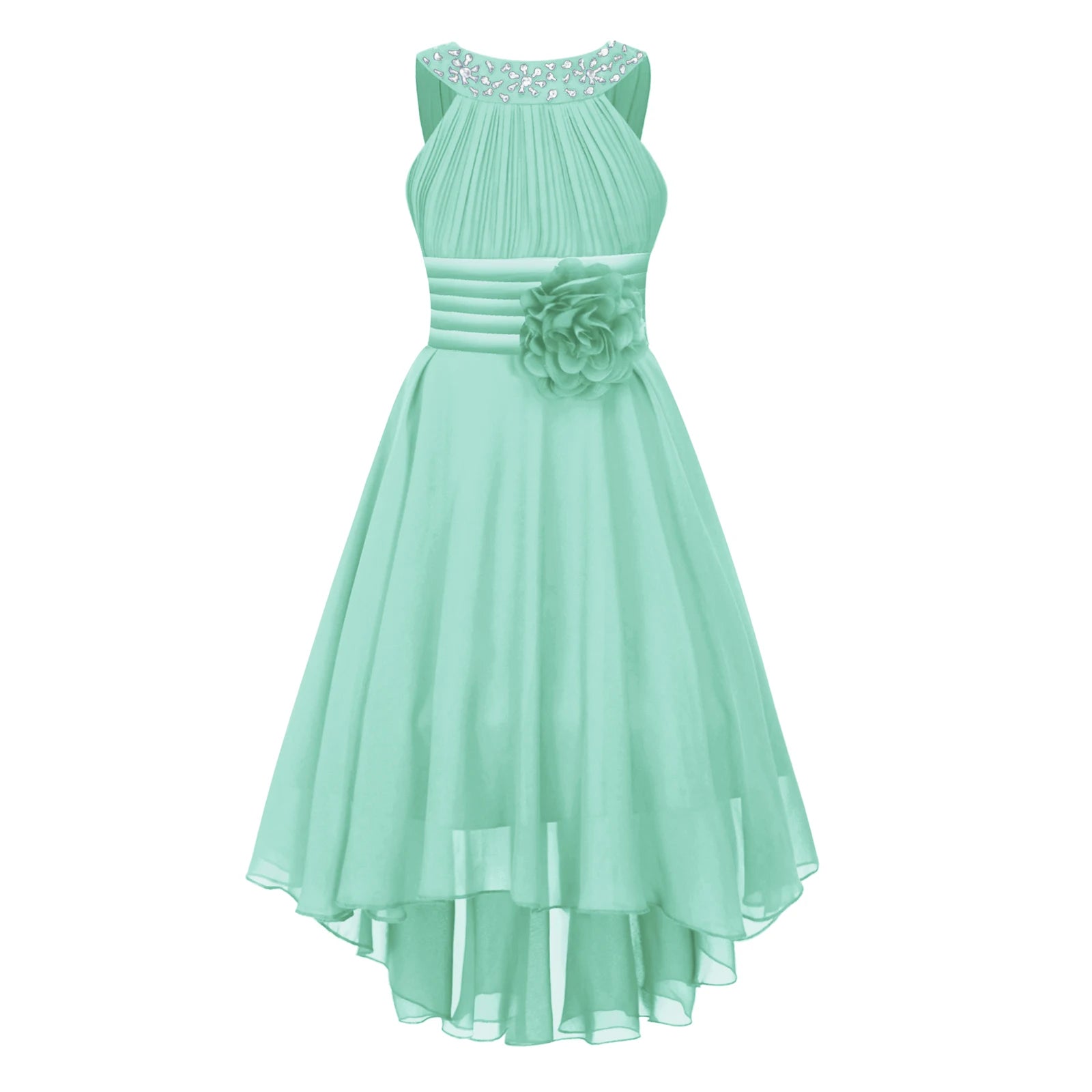 iEFiEL Summer Flower Girl Dress | High-Low Chiffon Princess Dress | Kids Wedding & Party Formal Occasion Gown