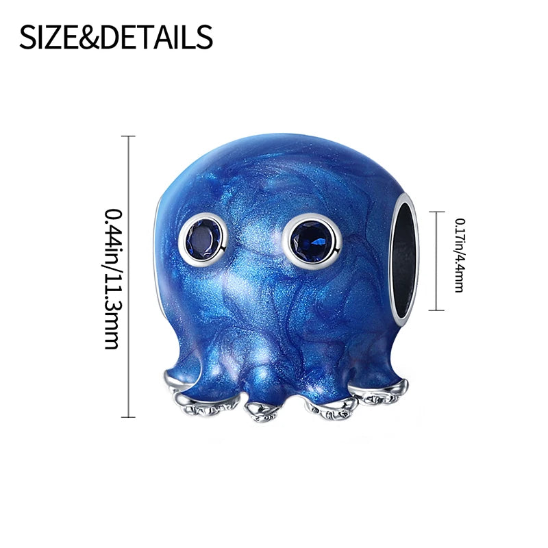 Blue Ocean Series 925 Sterling Silver Turtle Crab Mermaid Charms for 3mm Bracelet