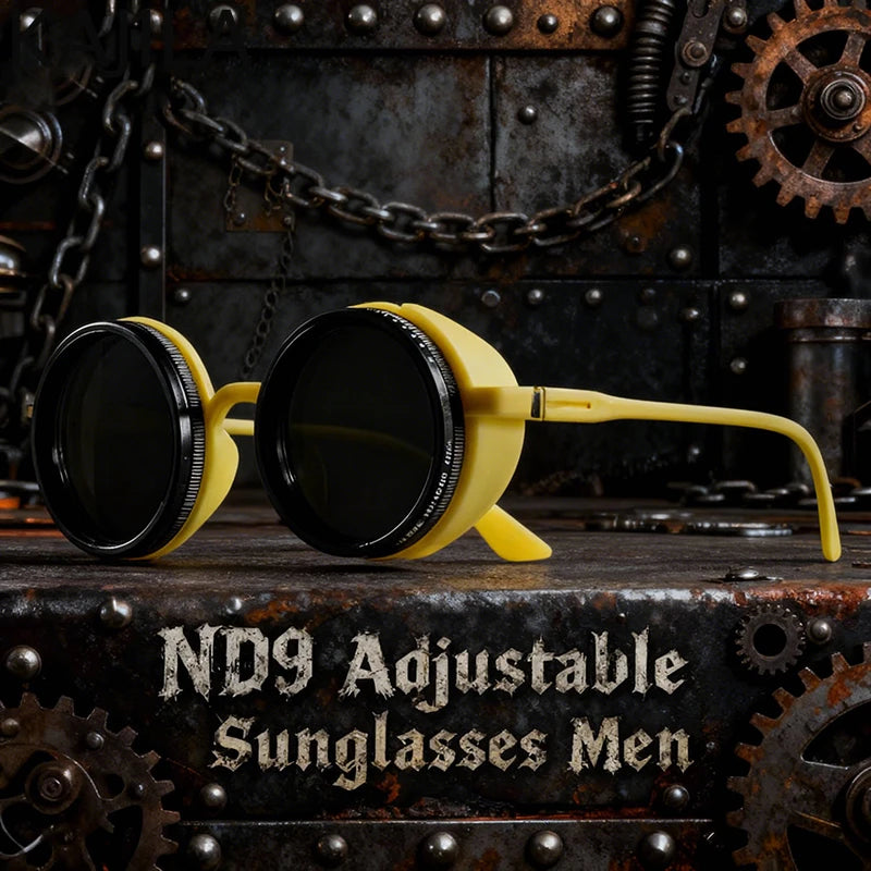 Polarized Adjustable Dimming Round Punk Sunglasses for Men – 2025 Luxury Brand Vintage Steampunk Sun Glasses | UV400 Shades