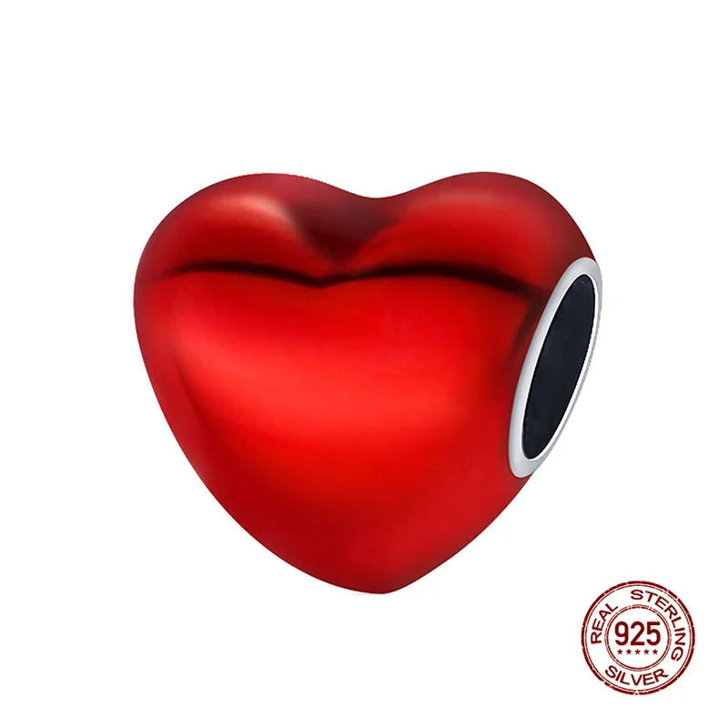 Original 925 Silver Colorful Heart Charm Beads | Fit 3mm Bracelets & Necklaces, Women’s DIY Fine Jewelry Gift
