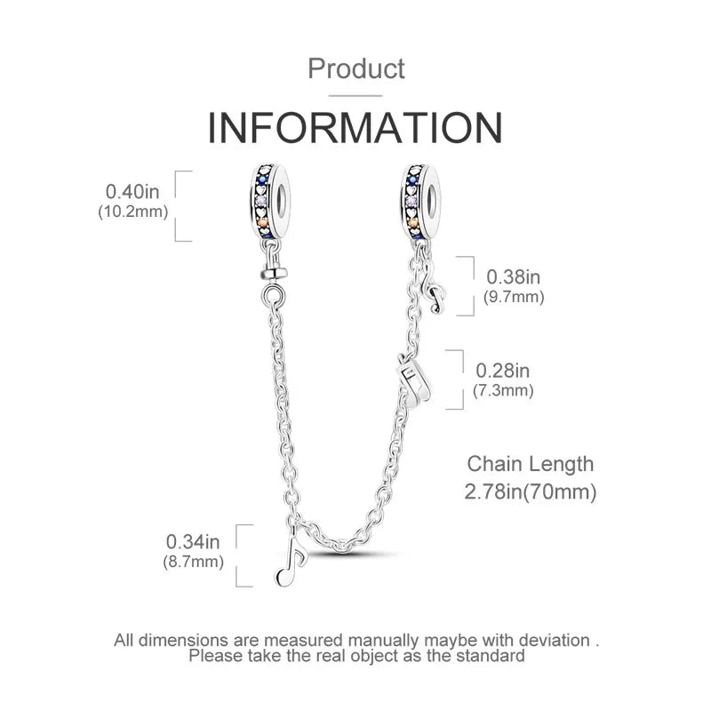 925 Sterling Silver Star Moon Safety Chain Charm | Pandora Fit Jewelry