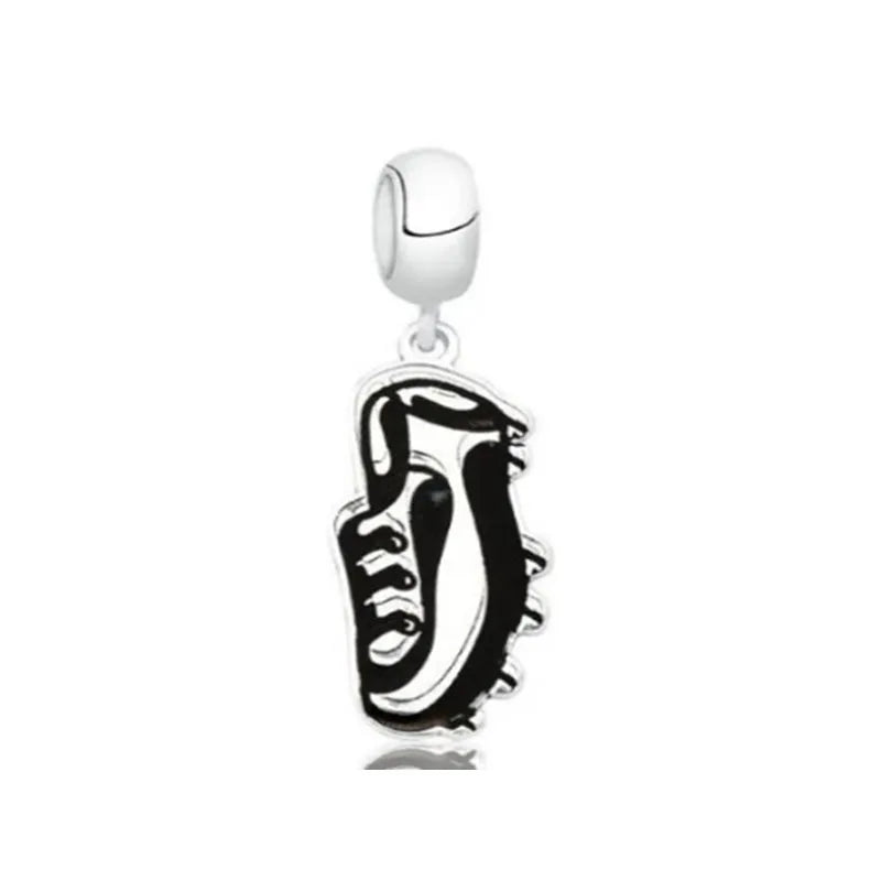 925 Sterling Silver Sports Charms – Football, Baseball, Tennis, Dumbbell Pendants Fit European Bracelets