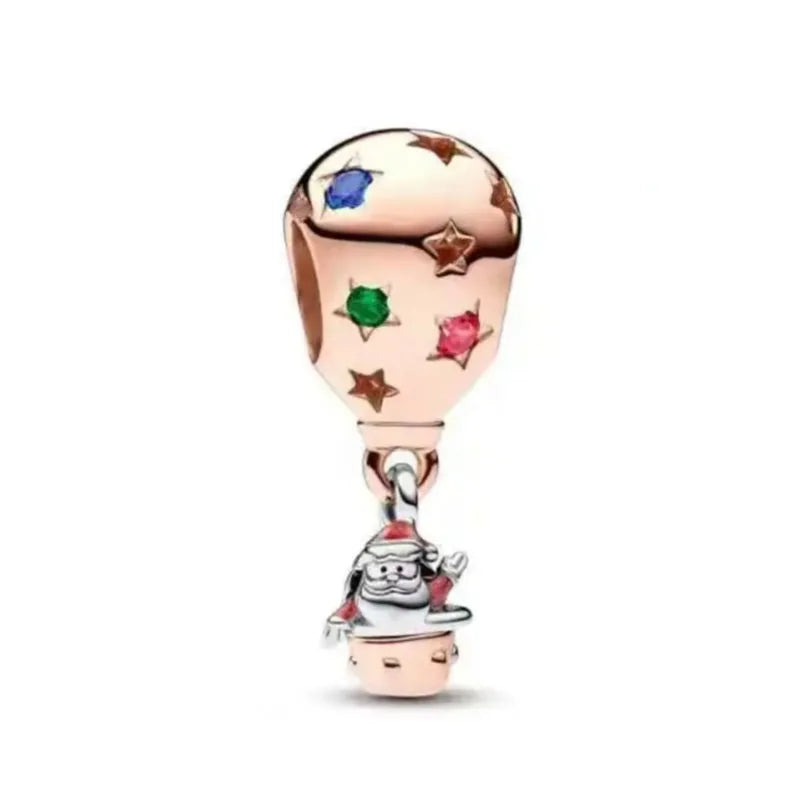 925 Sterling Silver Rose Gold Rabbit & Eiffel Tower Charm | Fit Original European Bracelet DIY Jewelry