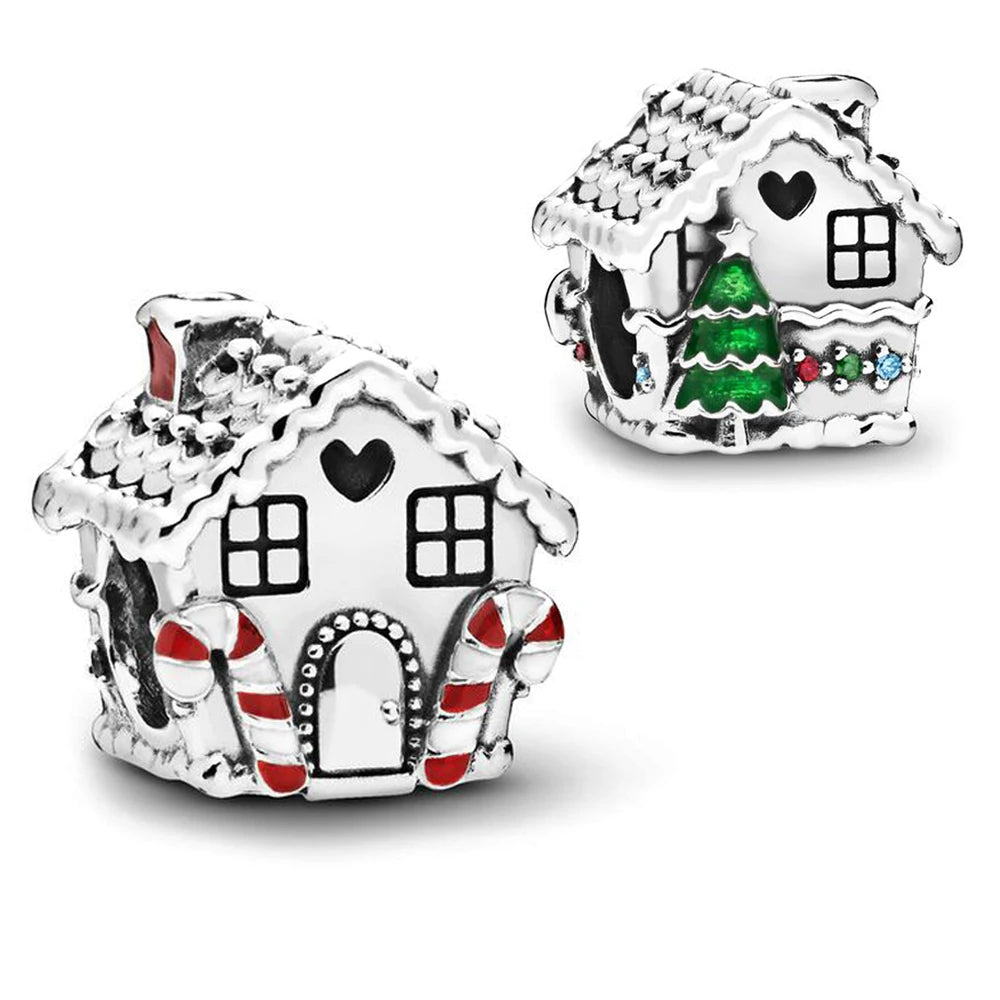 Sparkling Christmas Butterfly Bell Moon Charms | 925 Silver Beads Fit Original Pan Bracelet | DIY Women Jewelry New Year Gift