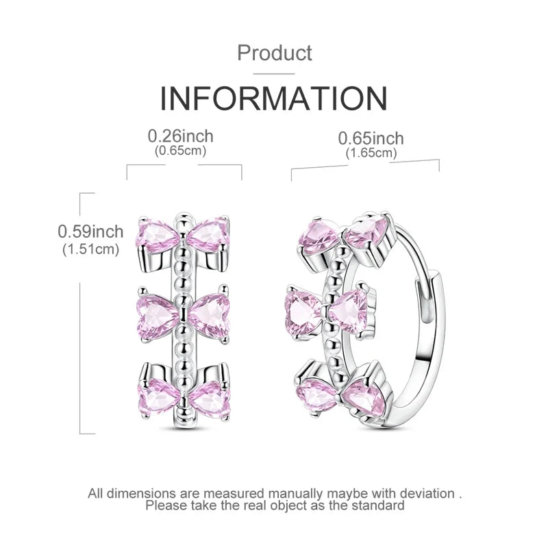 New Original 925 Sterling Silver Sweetheart Bow & Crab Ocean Earrings | Donut Zircon Round Design Women’s Fine Jewelry