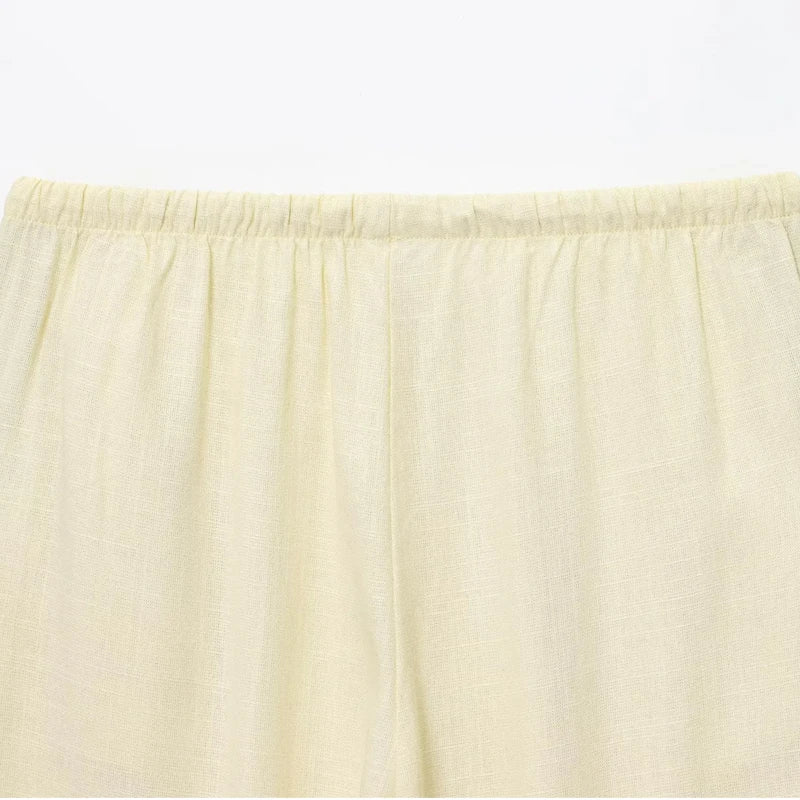 HXAO Women’s Baggy Wide Pants – Summer Linen Casual High Waist Pleated Trousers Black & White
