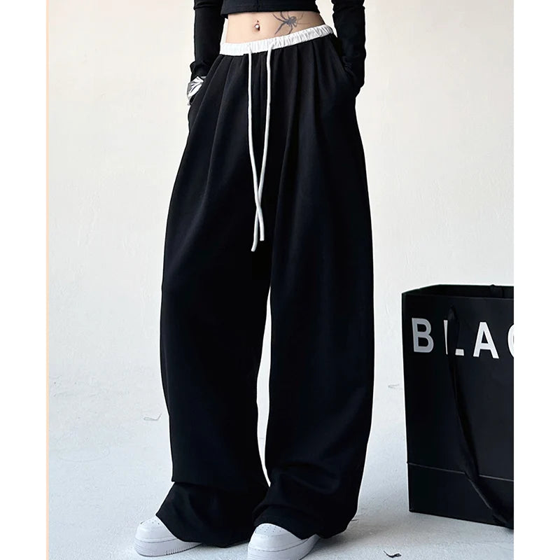 2024 Women’s Autumn Chic Korean Streetwear High Waist Baggy Sweatpants | Wide Leg Hip Hop Trousers