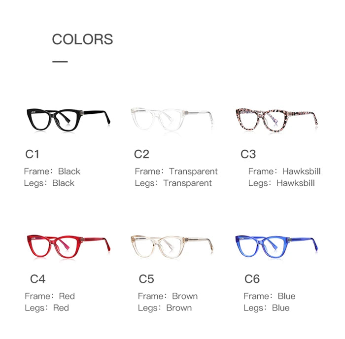 Fashion Women Myopia Glasses – Big Frame TR90 Anti-Blue Light Luxury Cat Eye | Custom Prescription Eyewear 0 to -6.0