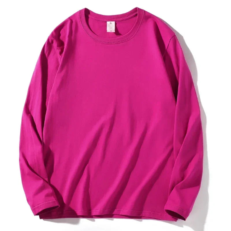 Autumn Korean-Style Long Sleeve T-Shirt for Women | Versatile Streetwear Casual Solid Color Top