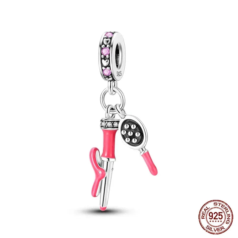 925 Sterling Silver Fashion Life Series Charms – High Heels, Lipstick, Dress & Perfume Beads Fit Pandora Bracelets DIY