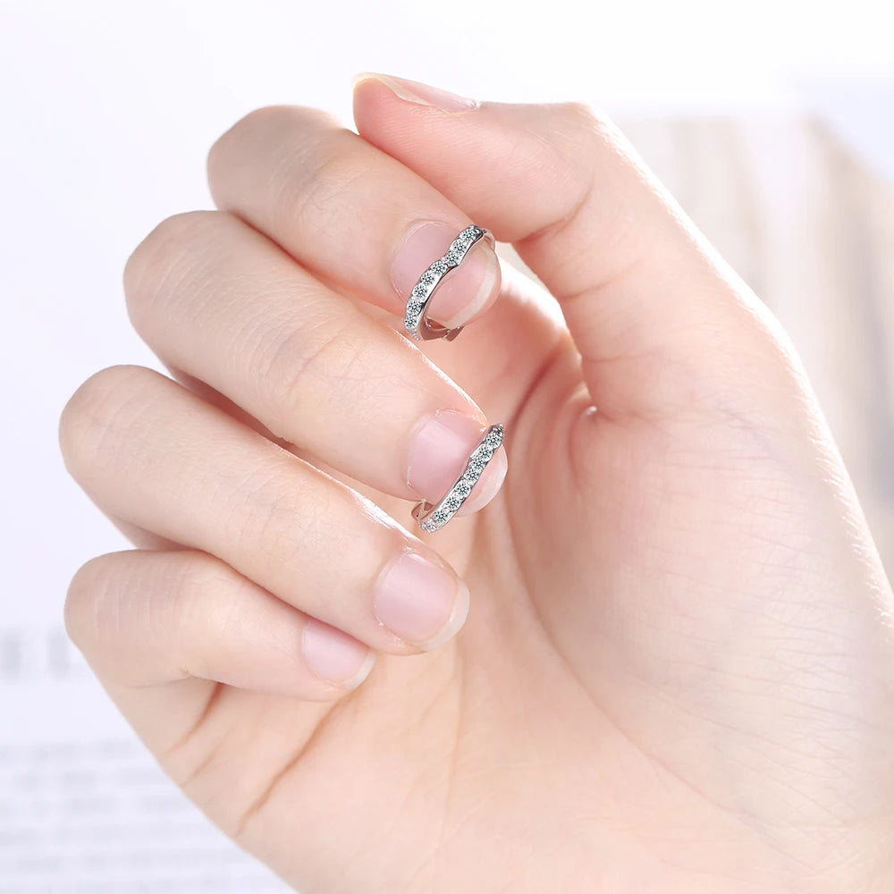 925 Sterling Silver Clear CZ Heart Geometric Hoop Earrings – Women’s Wedding & Engagement Fine Jewelry Gift