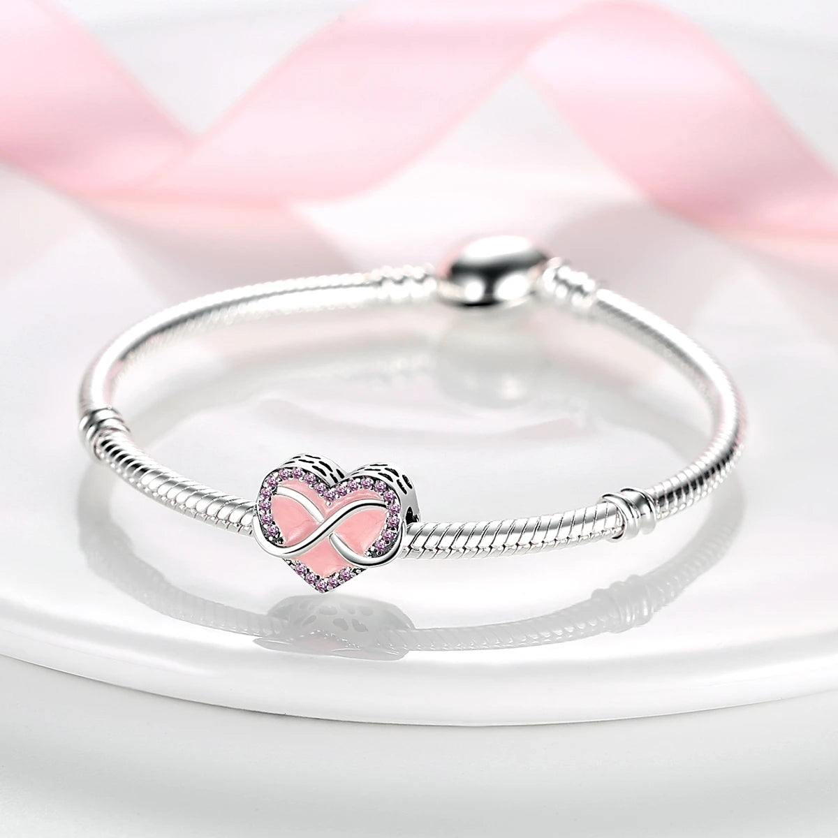 S925 Silver Heart Love Mom Infinity Charm | Dangle Bead Fit Bracelet Jewelry Mother’s Day Gift