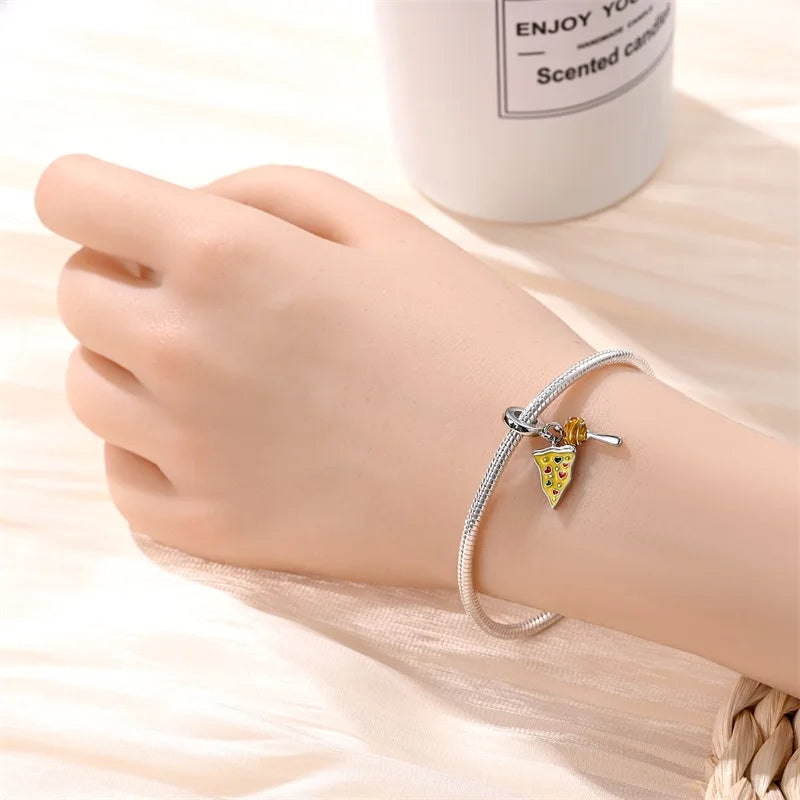 925 Sterling Silver Chocolate & Coffee Charm Beads | Fits Original Pandora Bracelet | DIY Jewelry Souvenir Gift