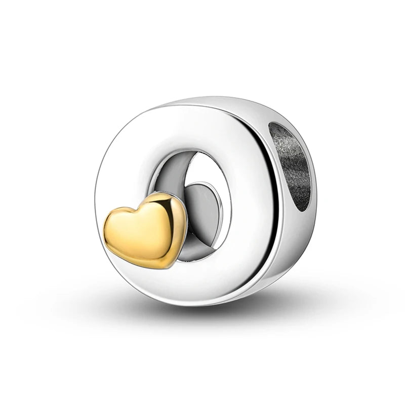 925 Sterling Silver Alphabet Letter A–Z Charm Beads | English Initial Pendant for Original Bracelet DIY Jewelry Making