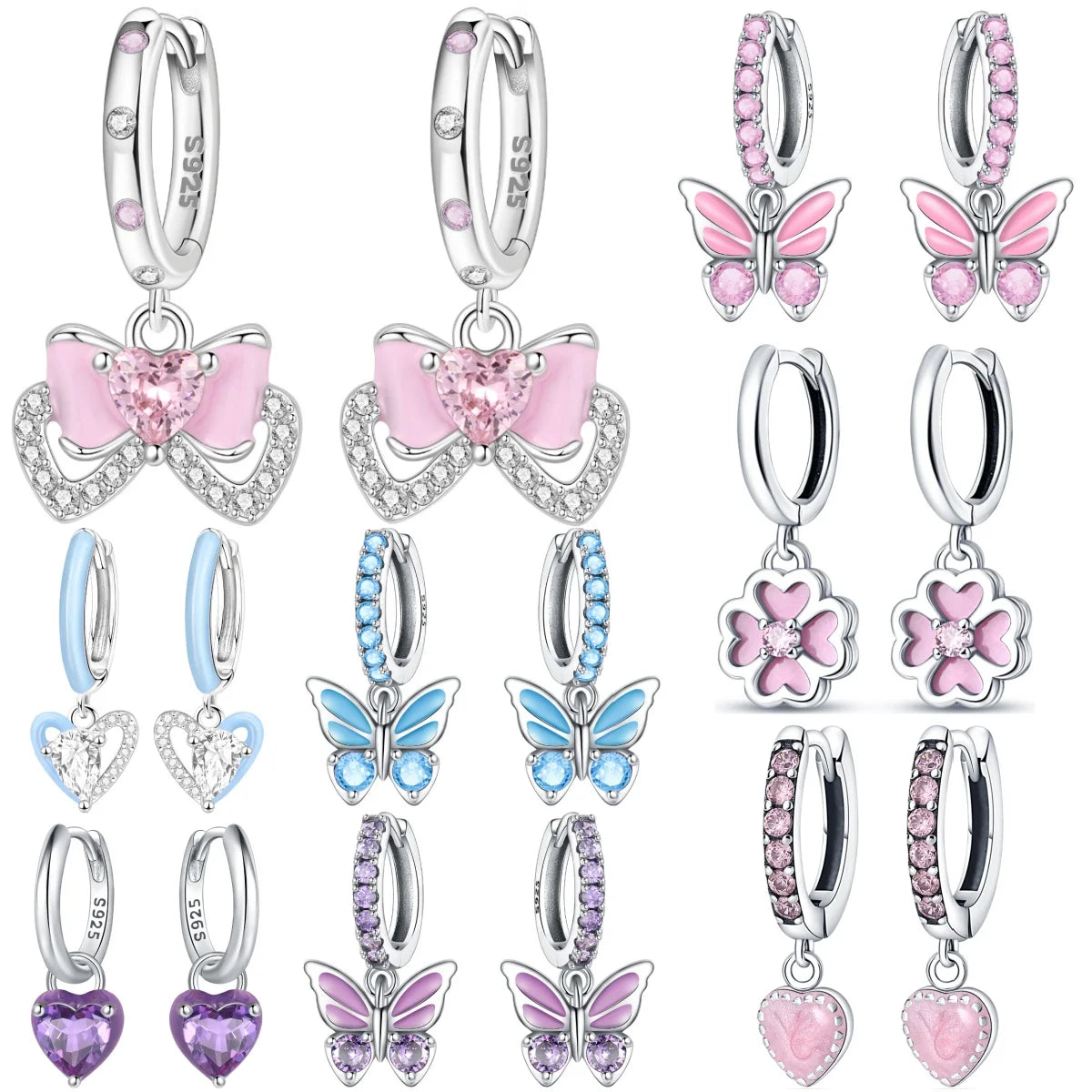 Orstarry 925 Sterling Silver Pink Sweet Bow Drop Earrings | Women’s Original Jewelry Party & Anniversary Gift