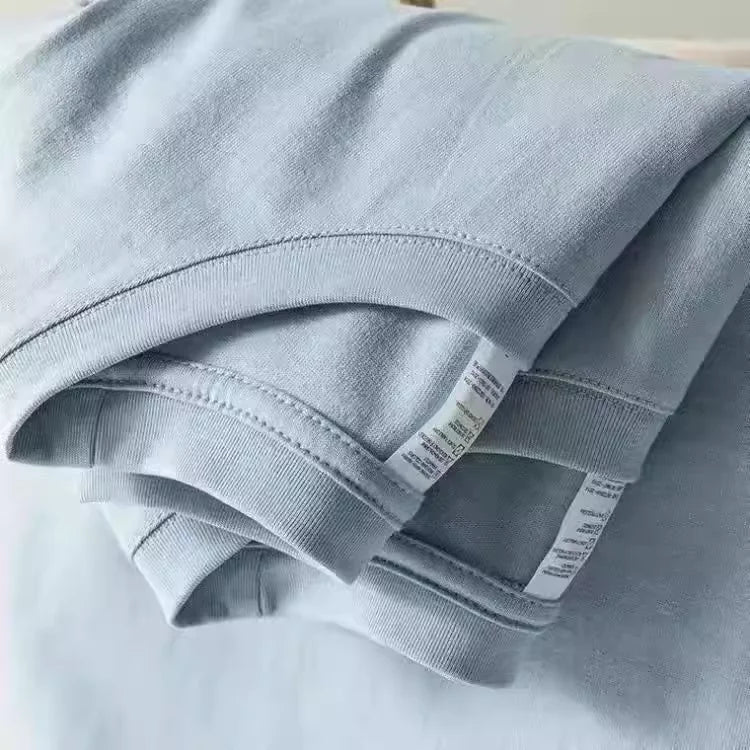 Loose Fit Pure Cotton T-Shirt | Korean Style Round Neck Basic Top | Unisex Layering Tee in Purple