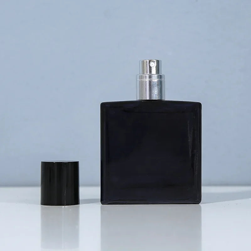 30/50/100ml Refillable Perfume Bottle – Bright Black Glass Spray Atomizer | Portable Travel Mist Bottle