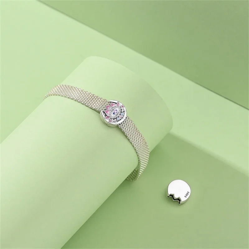 925 Sterling Silver Beaded Flat Pendant | Fantasy Original 3mm Beads for Women’s Bracelet Fine Jewelry