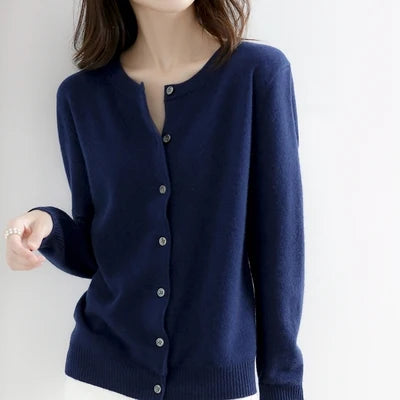 Off-Season Knitted Open Cardigan – Women’s Loose Round Neck Outerwear | Large Size Sweater for Spring & Autumn