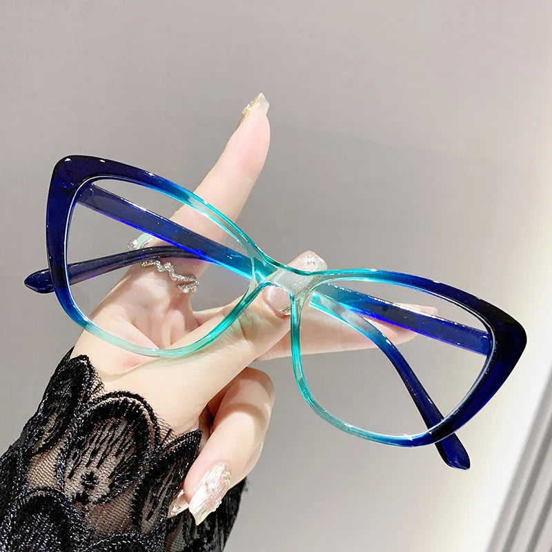Fashion Ladies Reading Glasses – Trendy Luxury Cat Eye Presbyopia Anti-Blue Light Eyeglasses for Women & Men