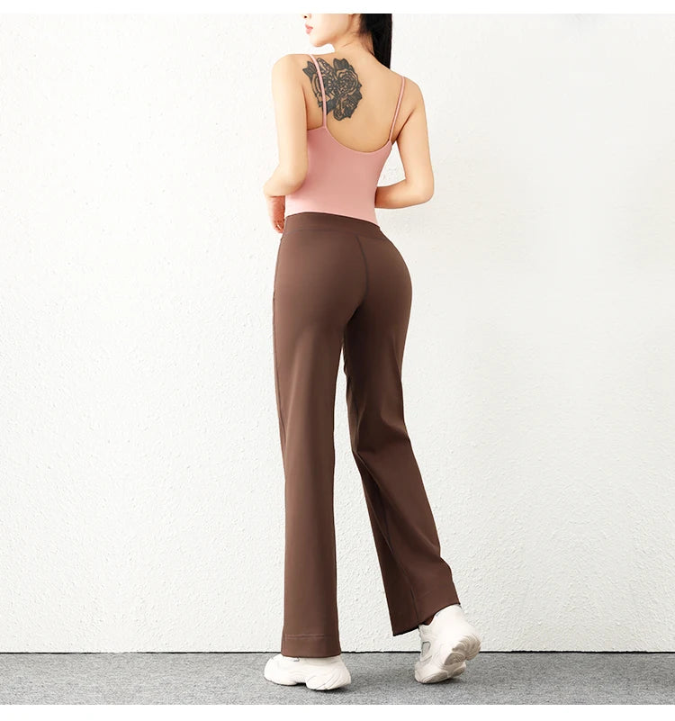 Women’s Loose Straight Sweatpants | Casual Wide Leg Running Pants | Drawstring Yoga Leggings with Side Pockets