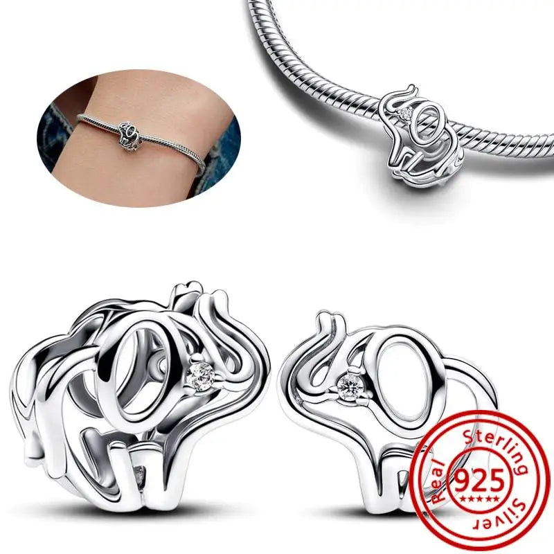 New 925 Sterling Silver Forever Always Love Murano Glass Beads | Sparkling Lucky Charms for Original Pantaro Bracelets DIY Jewelry