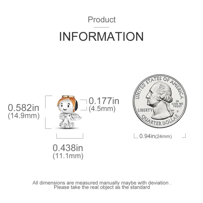 S925 Silver Angel Baby Charms | Heart Shape Wings Dangle Beads Fit Bracelet & Necklace