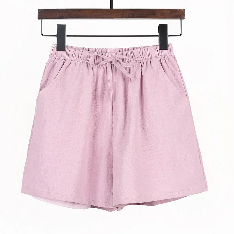 ☀️ Cotton Linen Women's Sport Shorts 🩳 Summer High Waist Solid Black Shorts 👖 Fashion Plus Size Casual Short Pants
