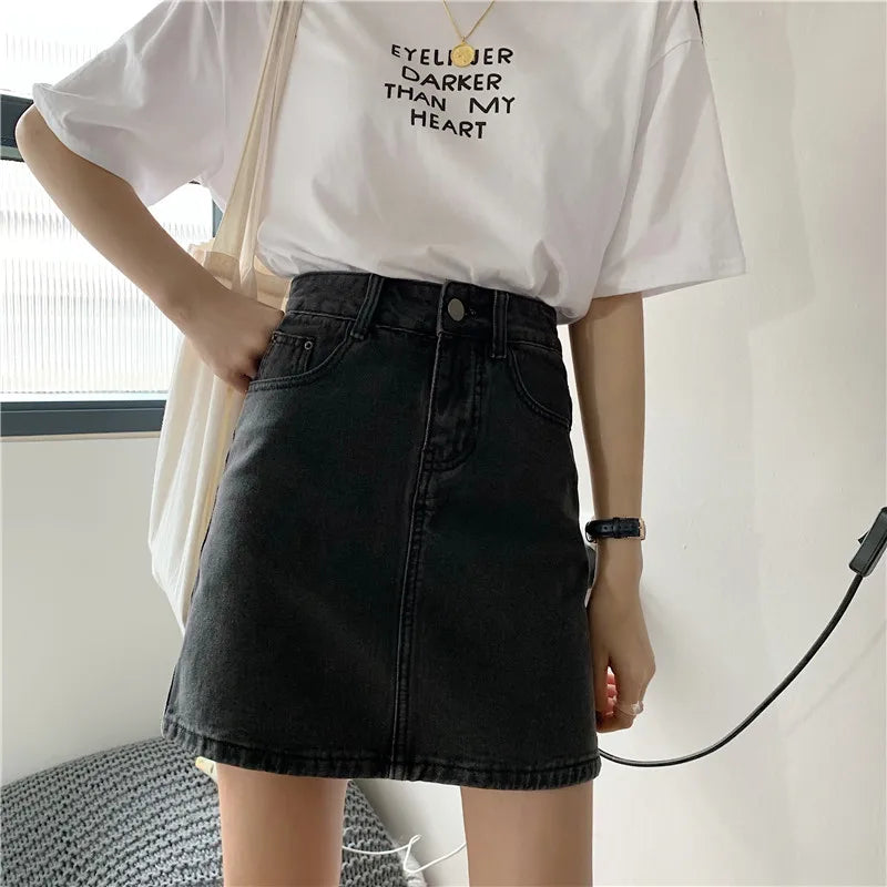 Women’s High Waist A-Line Denim Skirt | Slimming Bodycon Short Skirt Korean Style 2025