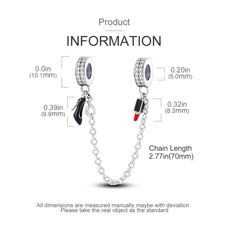 925 Sterling Silver Star Moon Safety Chain Charm | Pandora Fit Jewelry