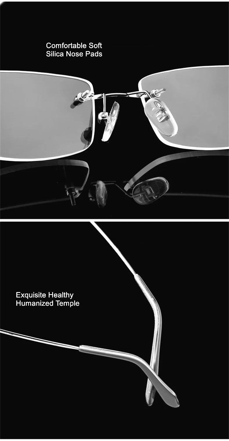 Titanium Alloy Rimless Glasses – Custom Prescription Eyewear for Men & Women | Anti Blue Ray & Photochromic Lenses