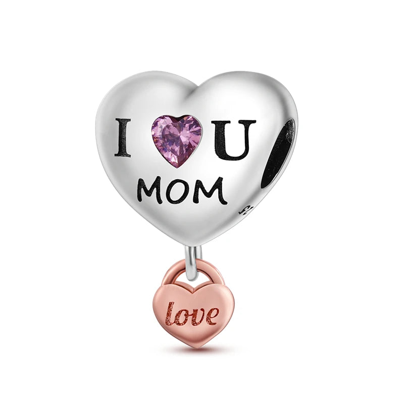 925 Sterling Silver Mother Daughter Love Embrace Pendant Charm | Heart Shaped Bracelet Bead DIY Fine Jewelry Gift