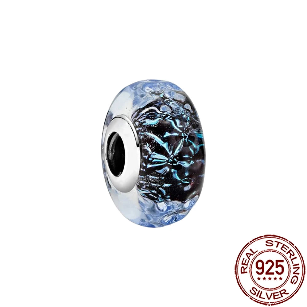 New 925 Sterling Silver Pink Daisy Murano Glass Charm | Cold Enamel Bead Fit Pandora Bracelet & Necklace