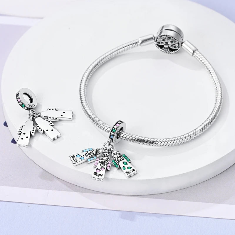 925 Sterling Silver Sweetheart Sister Charm | Fit Original Pandora & 3mm Bracelets DIY Jewelry Gift for Women