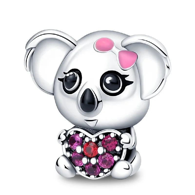 Cute Pet Kitten Puppy Sheep Charms | Fit 925 Original Pandora Bracelets | Colorful Zircon Beads DIY Jewelry Gift