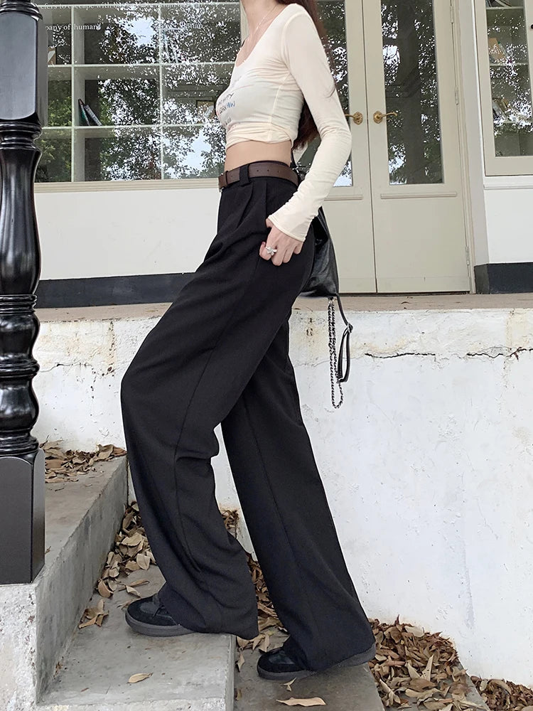 High Waist Loose Pants Women – Summer 2025 Retro Casual Drapey Versatile Trousers