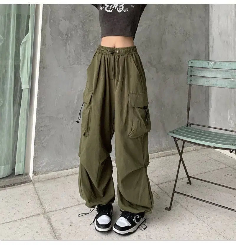 American Retro Workwear Casual Pants – Women’s Summer Straight Loose Wide Leg Trousers