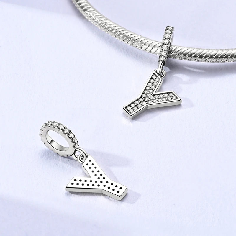 New 26 A–Z Letter Charms Beads 925 Sterling Silver | Alphabet Pendant Fit Original Bracelet Women Jewelry Gift