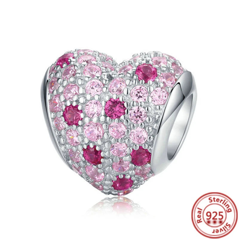 925 Sterling Silver Heart-Shaped Series Sweet Beads | Fit Original DIY Bracelet Women’s Jewelry Accessories Gift