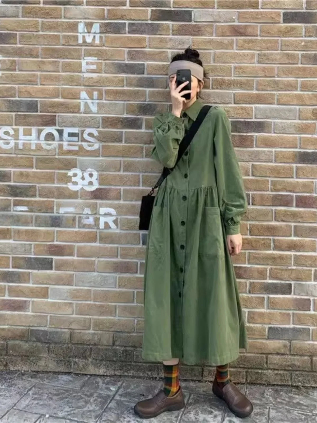 Retro Polo Collar Long Shirt Dress for Women – Loose Fit Casual Tea Break Gown | Elegant Everyday Fashion