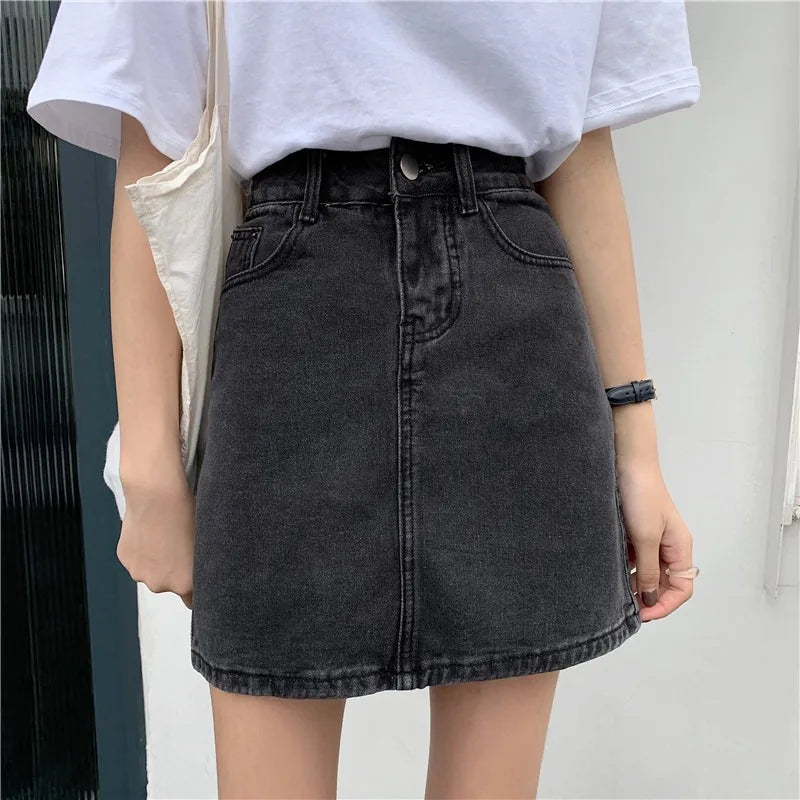 Women’s High Waist A-Line Denim Skirt | Slimming Bodycon Short Skirt Korean Style 2025