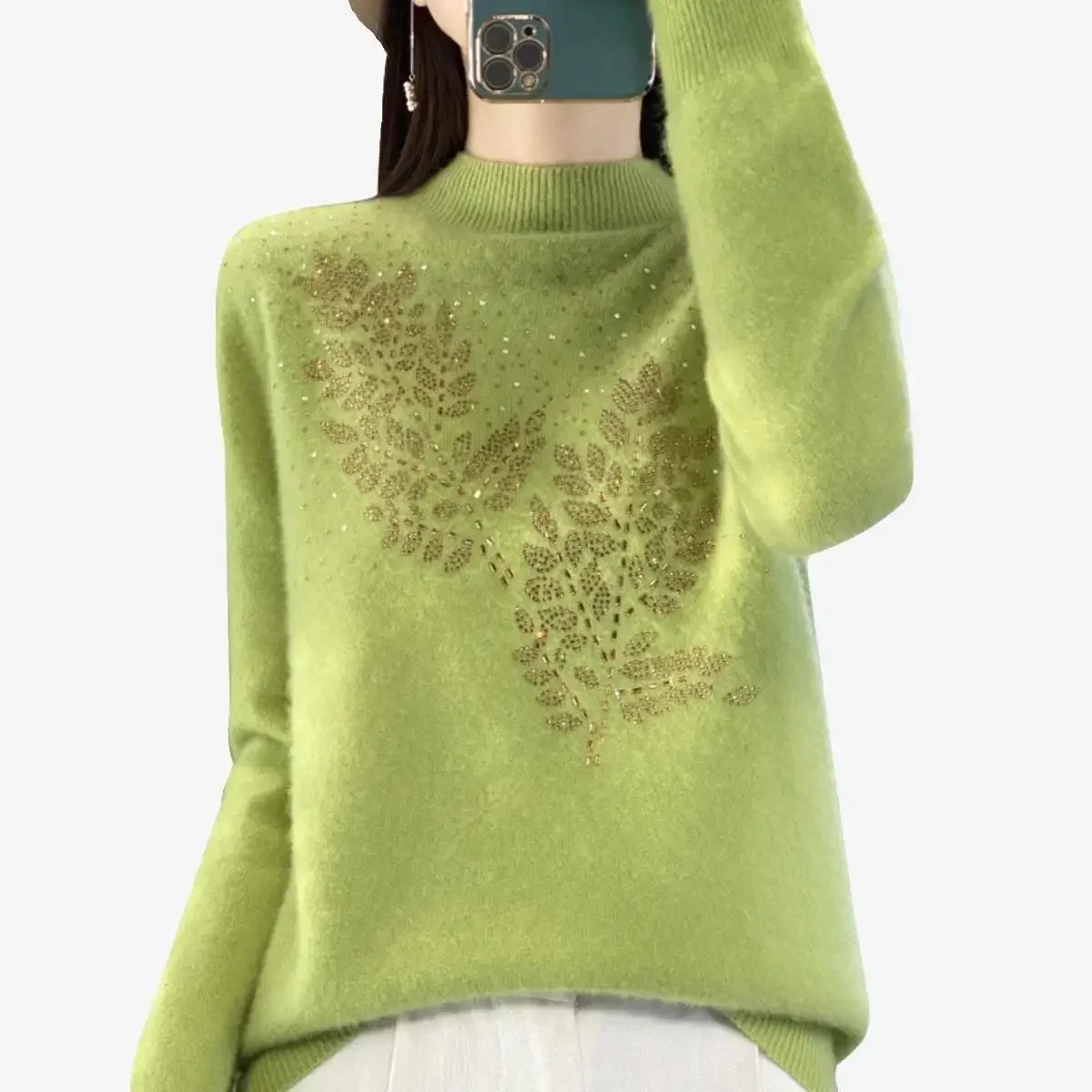Women’s Thick Warm Mock Neck Sweater – Autumn Winter Long Sleeve Knit Pullover
