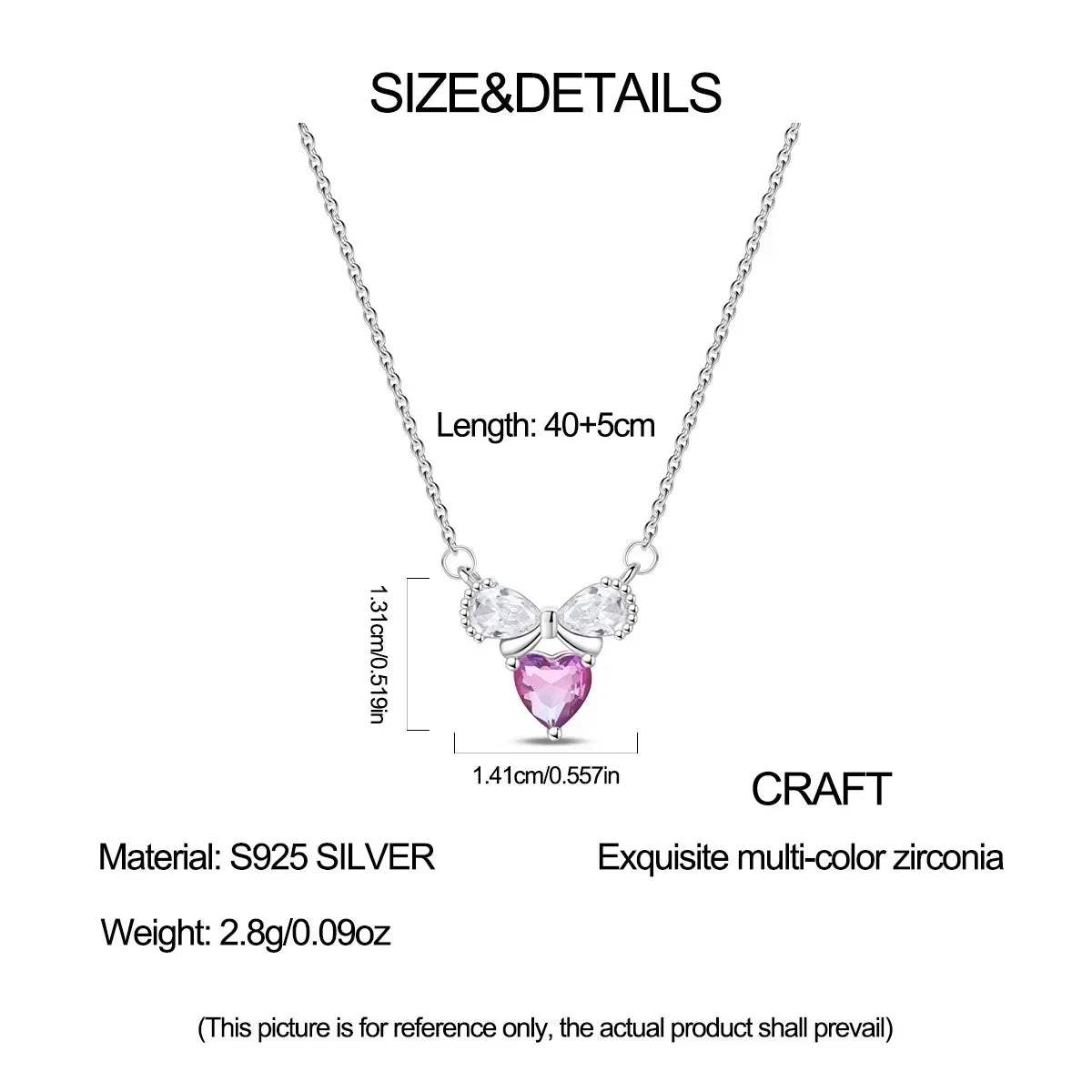Colorful Heart-Shaped 925 Sterling Silver Pendant Necklace – Lover’s Holiday Jewelry