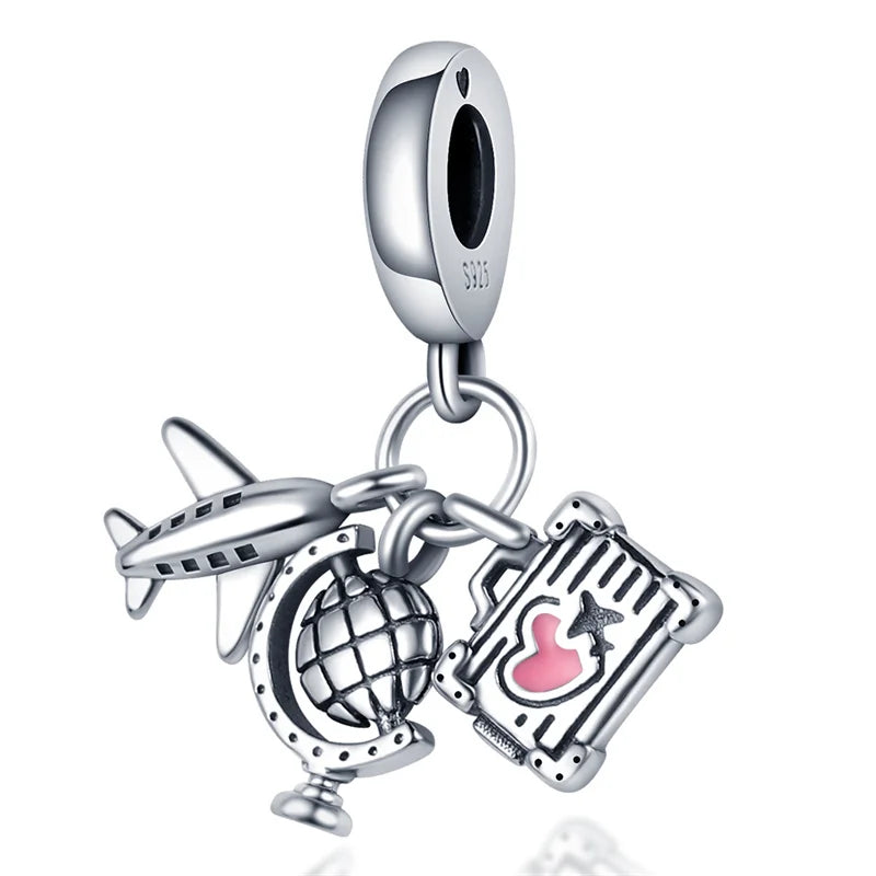 2023 New 925 Sterling Silver Earth Plane & Hot Air Balloon Travel Charms – Fits Pandora Original Bracelets DIY Jewelry
