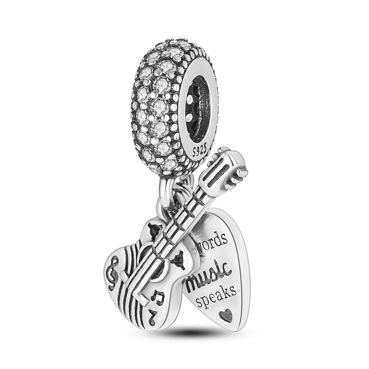 925 Sterling Silver Inlaid Zircon Love Heart & Snake Dangle Charm – Fits Original Pandora Bracelet, Women’s Jewelry Pendant Bead